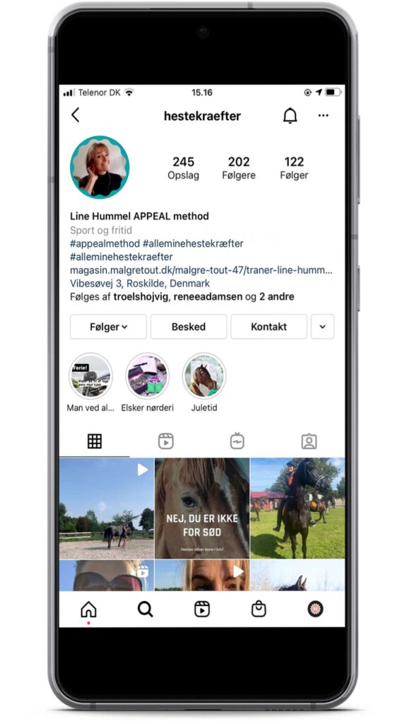 Line Hummel er en instagrammer med holistisk syn på heste