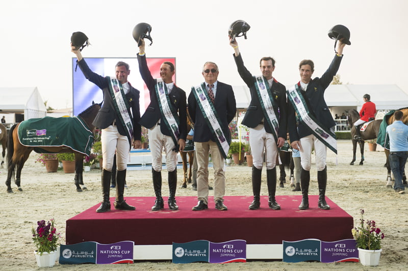 The President Cup of the UAE - CSIO5* Winner French Team.  Pic Richard Juilliart